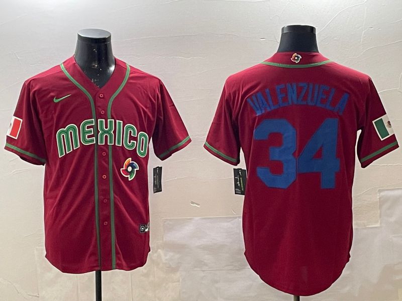 Men 2025 World Cub Mexico #34 Valenzuela Red Nike MLB Jersey style 6->customized nhl jersey->Custom Jersey